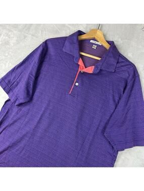 Peter Millar Polo Shirt Purple Pink Pattern Golf Cotton Mens L Classic Preppy